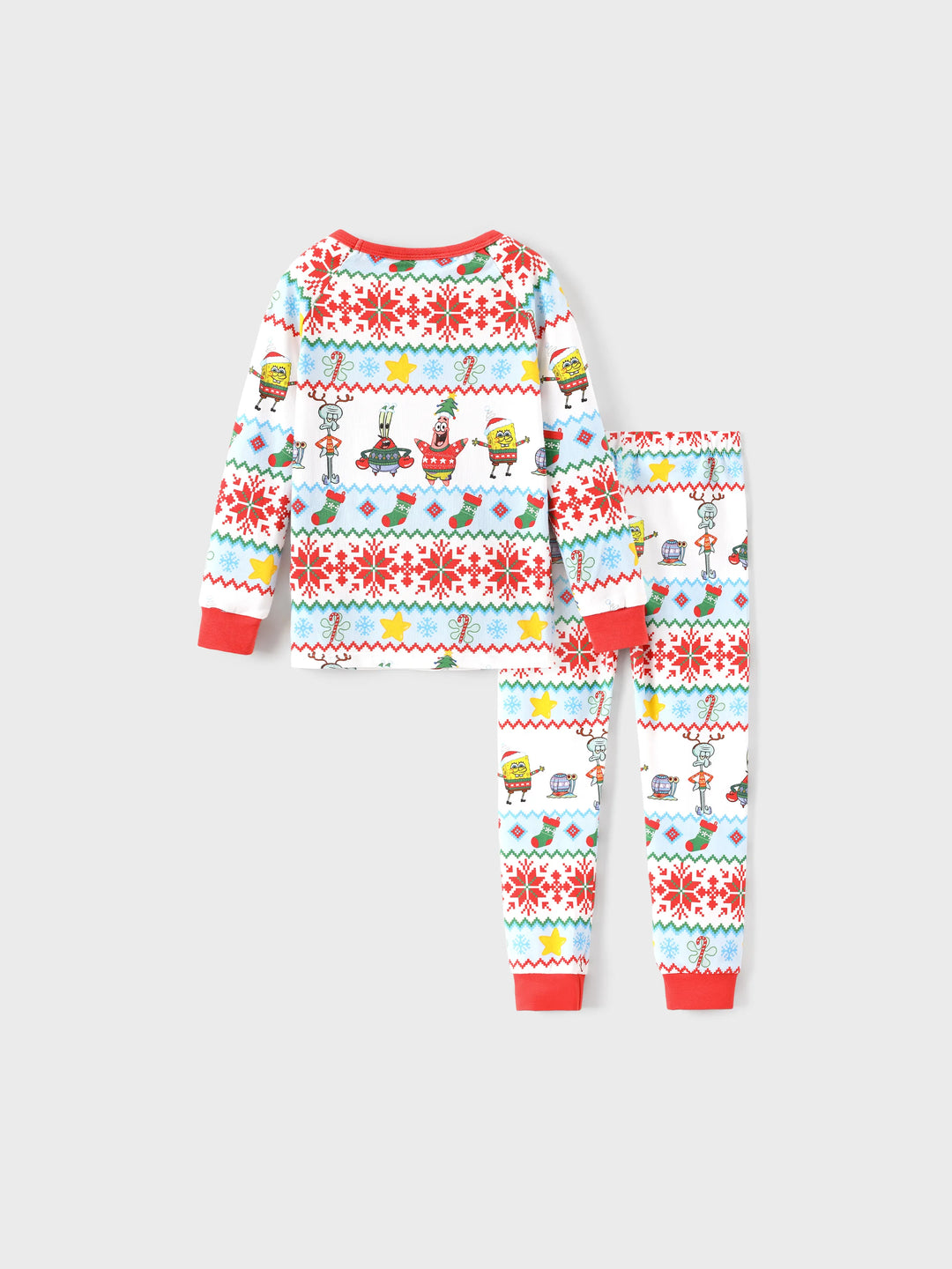 Conjunto de Pijamas em Algodão Orgânico com Ajuste Justo do SpongeBob SquarePants para a Família, com Meias Vermelhas.