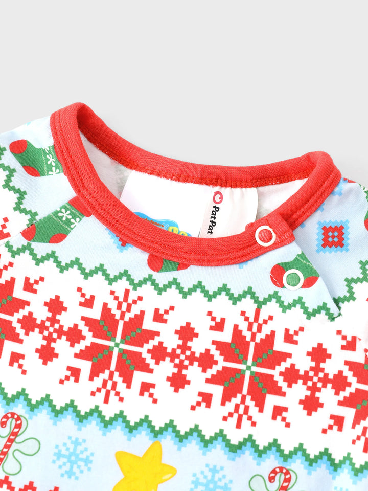 Conjunto de Pijamas em Algodão Orgânico com Ajuste Justo do SpongeBob SquarePants para a Família, com Meias Vermelhas.