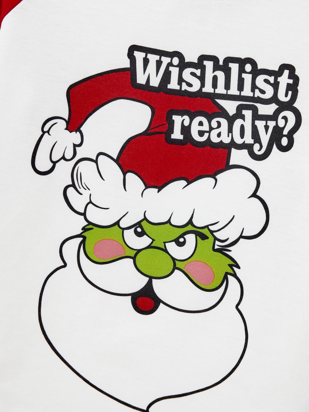 Conjunto de Pijamas em Coordenação para a Família com Tema do Grinch de Natal e Meias de Natal Vermelhas