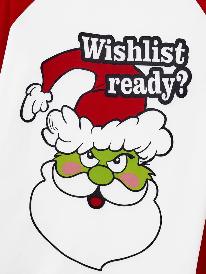 Conjunto de Pijamas em Coordenação para a Família com Tema do Grinch de Natal e Meias de Natal Vermelhas