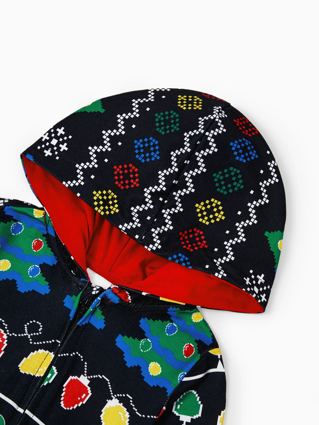 Conjunto de Pijamas de Natal para a Família com Estampado de Árvore de Natal e Meias de Natal Pretas