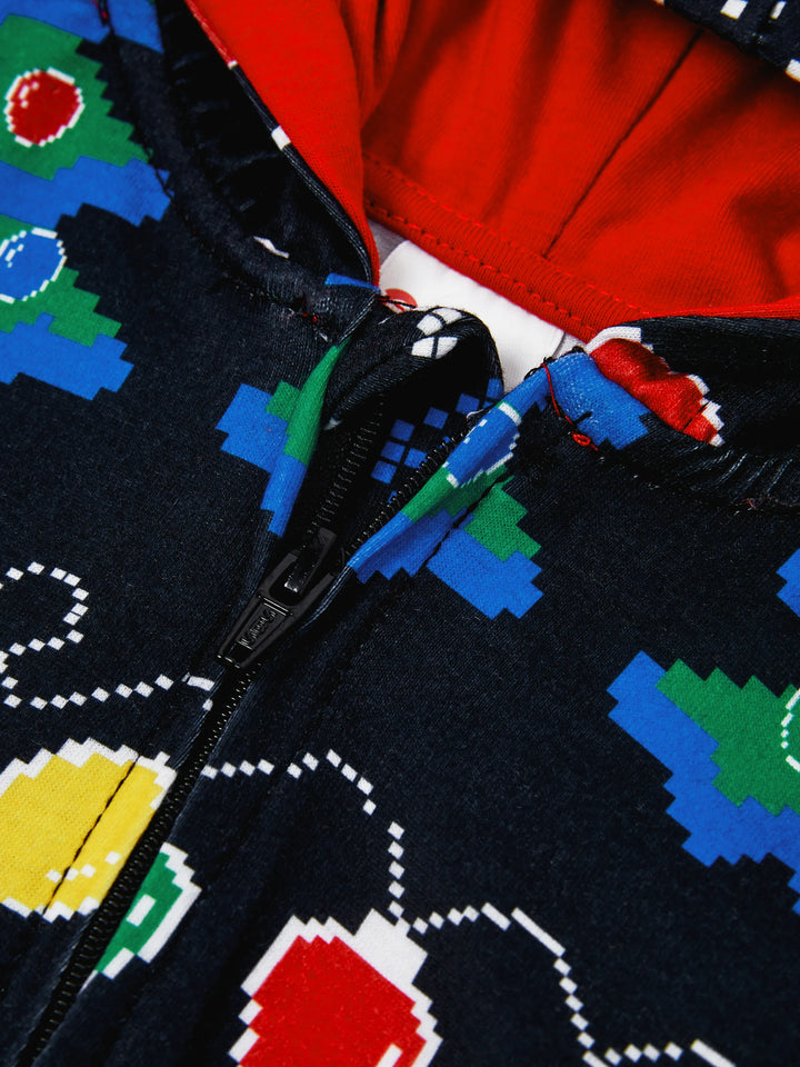 Conjunto de Pijamas de Natal para a Família com Estampado de Árvore de Natal e Meias de Natal Pretas