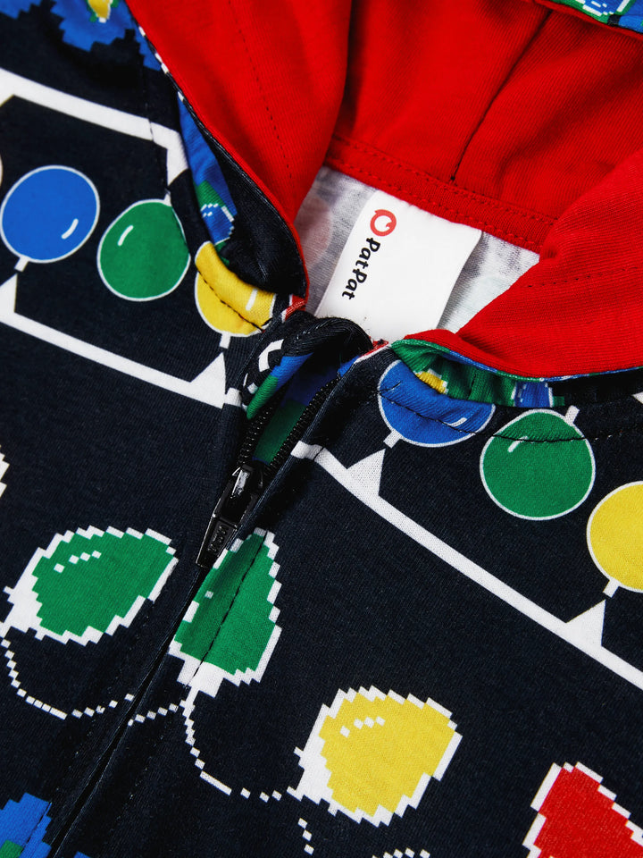 Conjunto de Pijamas de Natal para a Família com Estampado de Árvore de Natal e Meias de Natal Pretas