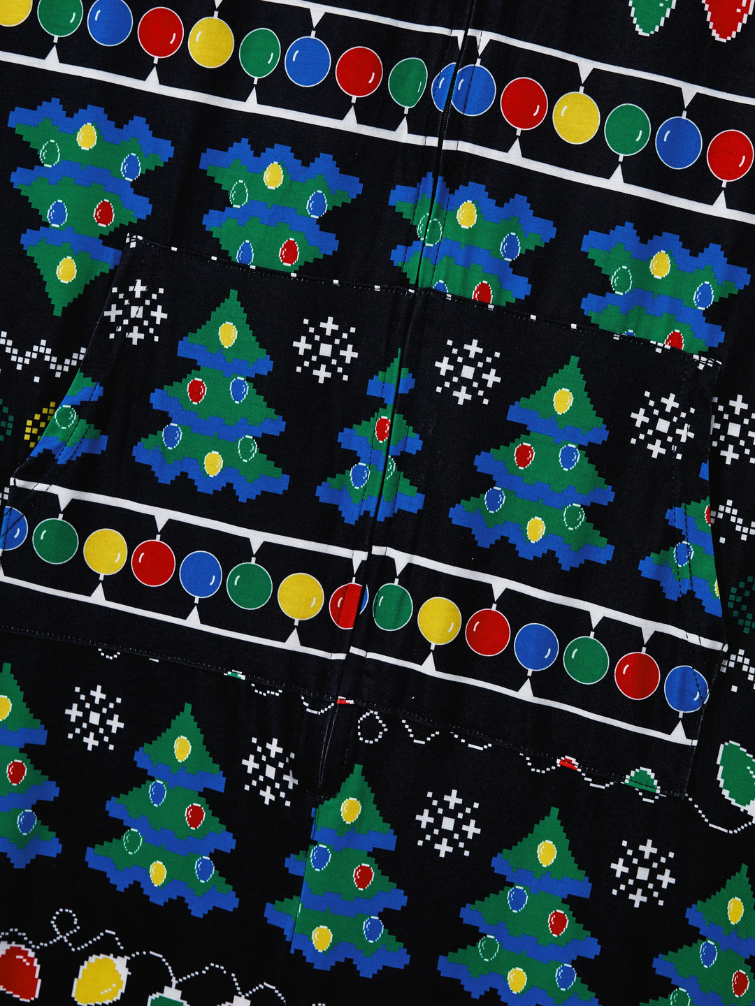 Conjunto de Pijamas de Natal para a Família com Estampado de Árvore de Natal e Meias de Natal Pretas