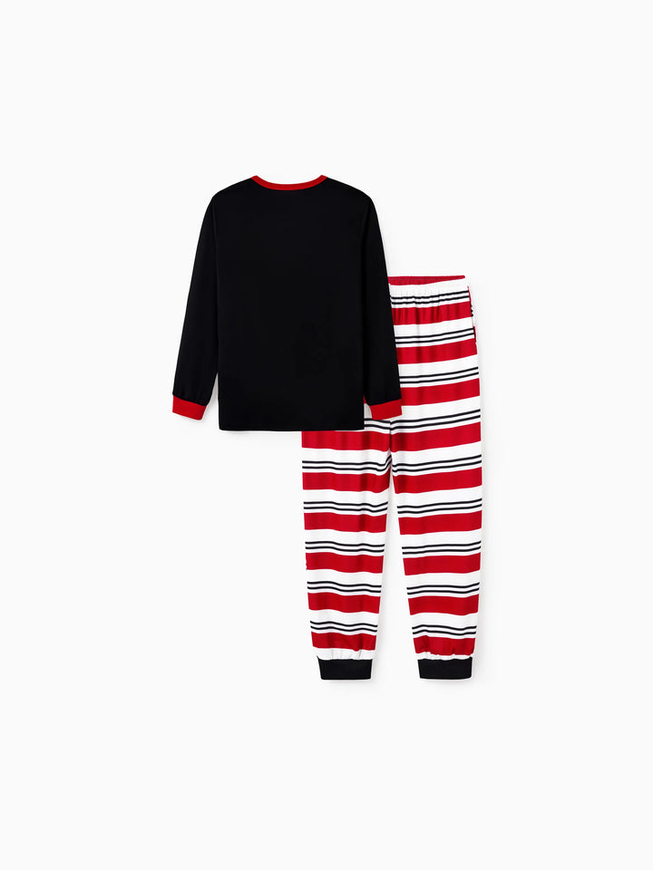 Conjunto de Pijamas Coincidentes para a Família com Estampa de Elfo e Meias de Natal em Preto