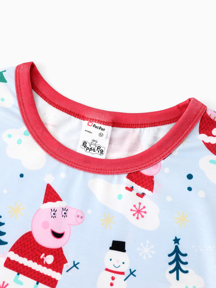 Conjunto de Pijamas de Natal da Peppa Pig para a Família em Branco, com Meias para Combinar