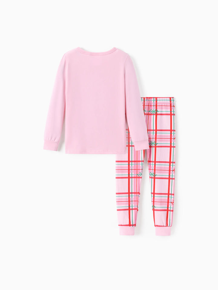 Conjunto de Pijamas Ajustados em Algodão Orgânico Rosa Barbie Christmas Mommy