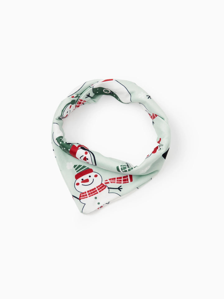 Conjunto de Pijamas de Natal em Família com Estampa de Boneco de Neve e Meias de Natal em Verde Menta