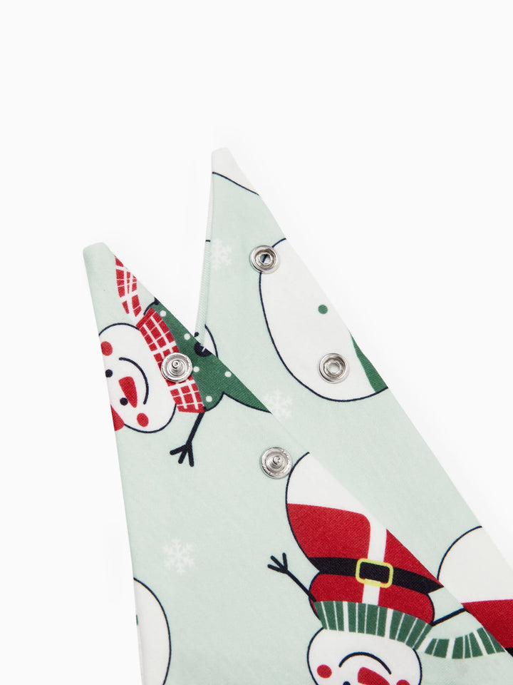 Conjunto de Pijamas de Natal em Família com Estampa de Boneco de Neve e Meias de Natal em Verde Menta