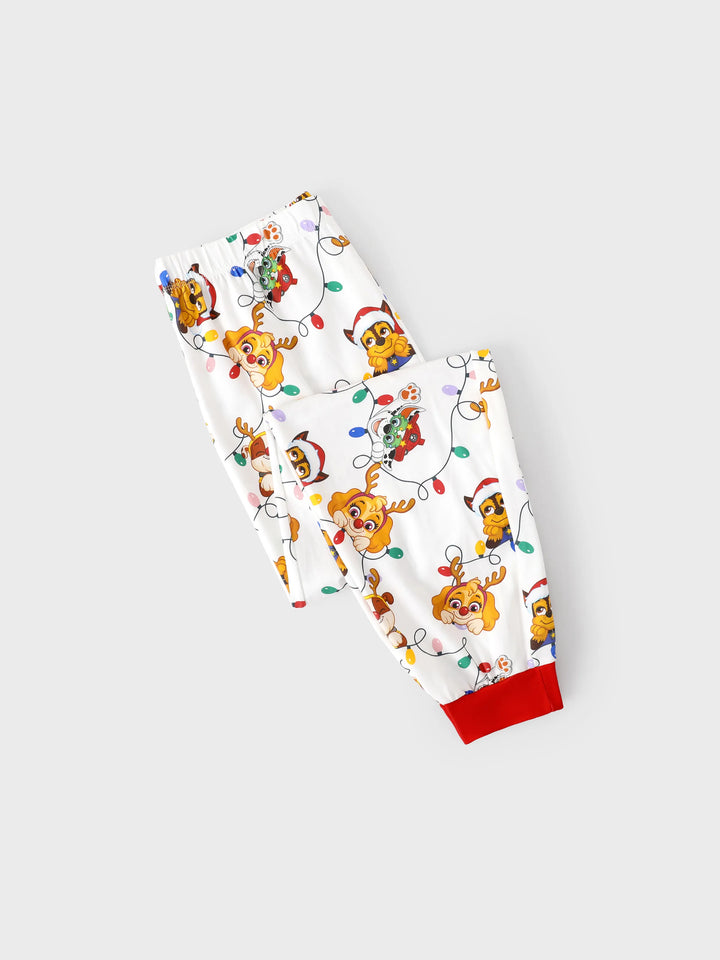 Conjunto de Pijamas Justos em Algodão Orgânico para a Família, Combinação de Natal da PAW Patrol, com Meias de Natal Brancas