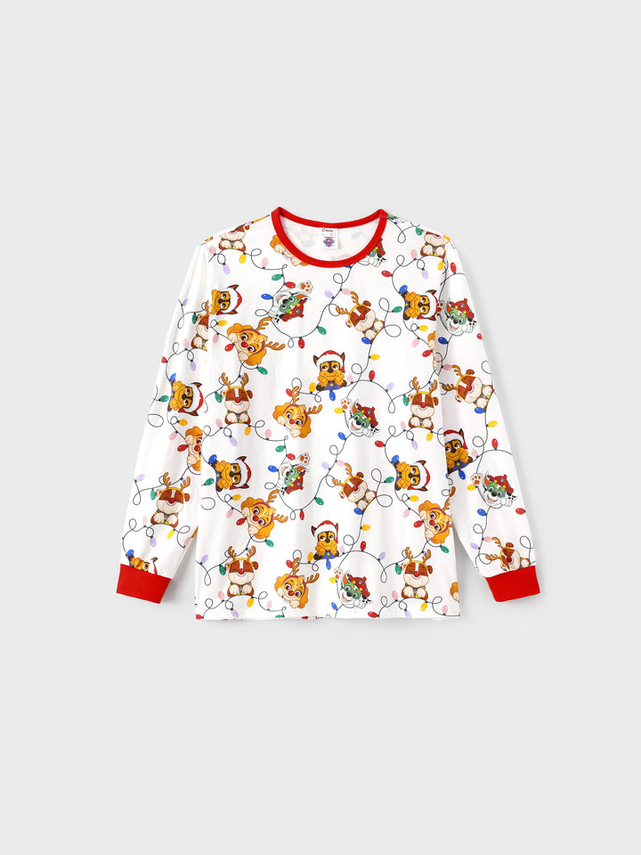 Conjunto de Pijamas Justos em Algodão Orgânico para a Família, Combinação de Natal da PAW Patrol, com Meias de Natal Brancas