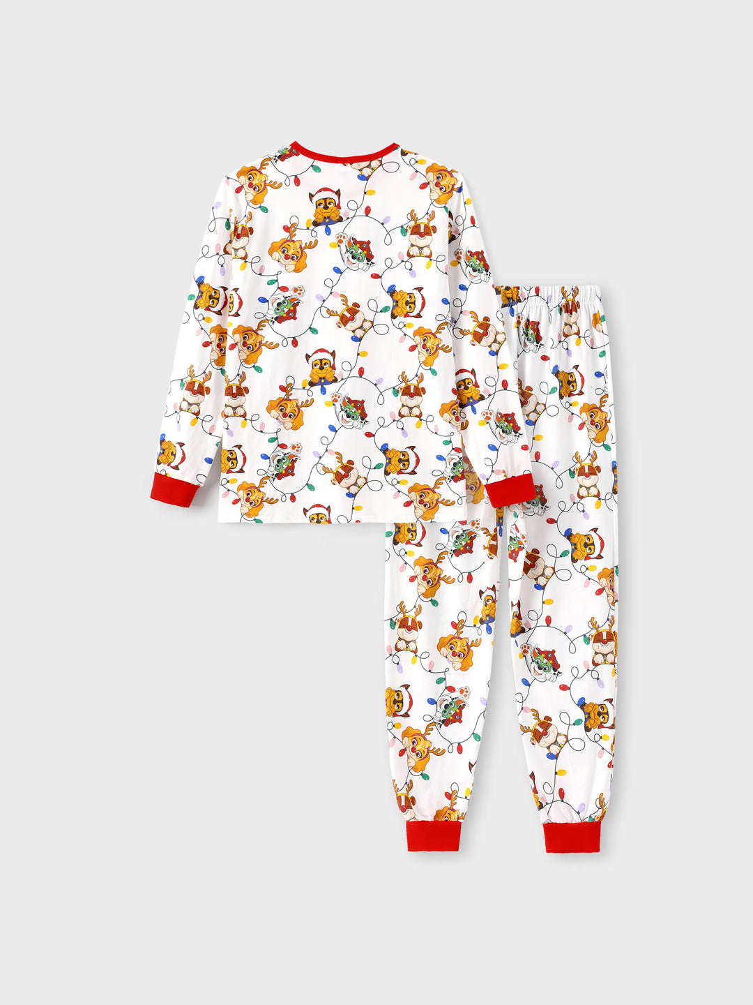 Conjunto de Pijamas Justos em Algodão Orgânico para a Família, Combinação de Natal da PAW Patrol, com Meias de Natal Brancas