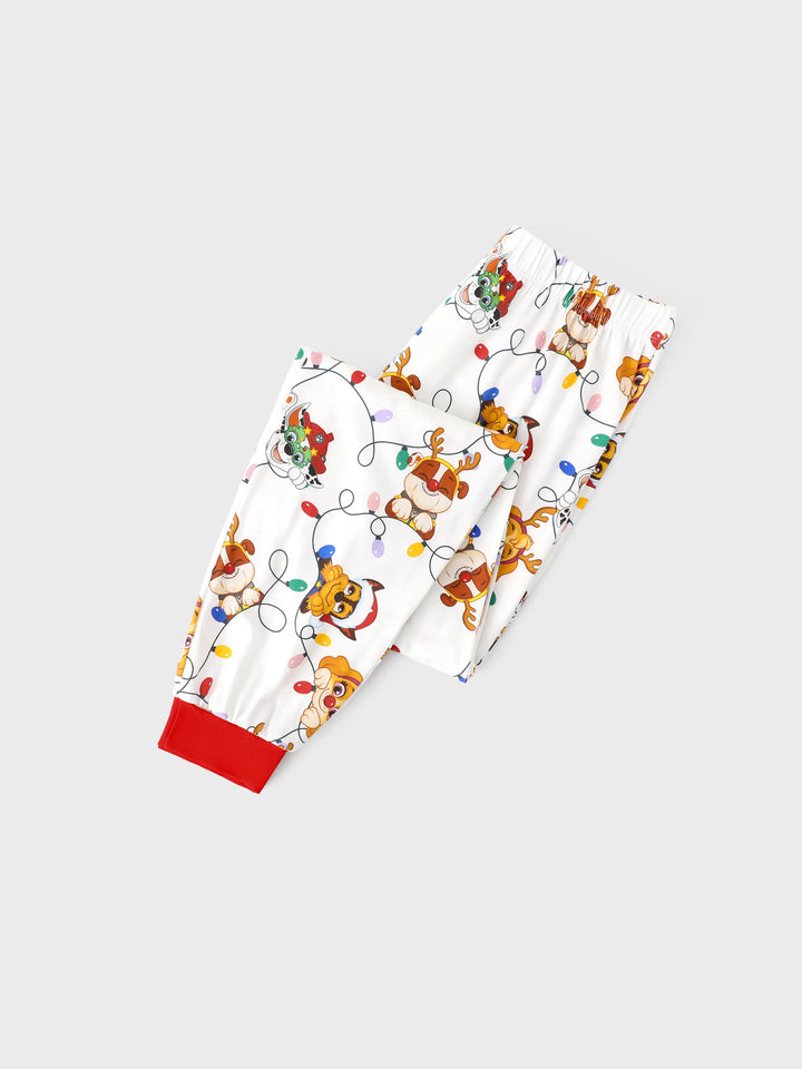 Conjunto de Pijamas Justos em Algodão Orgânico para a Família, Combinação de Natal da PAW Patrol, com Meias de Natal Brancas