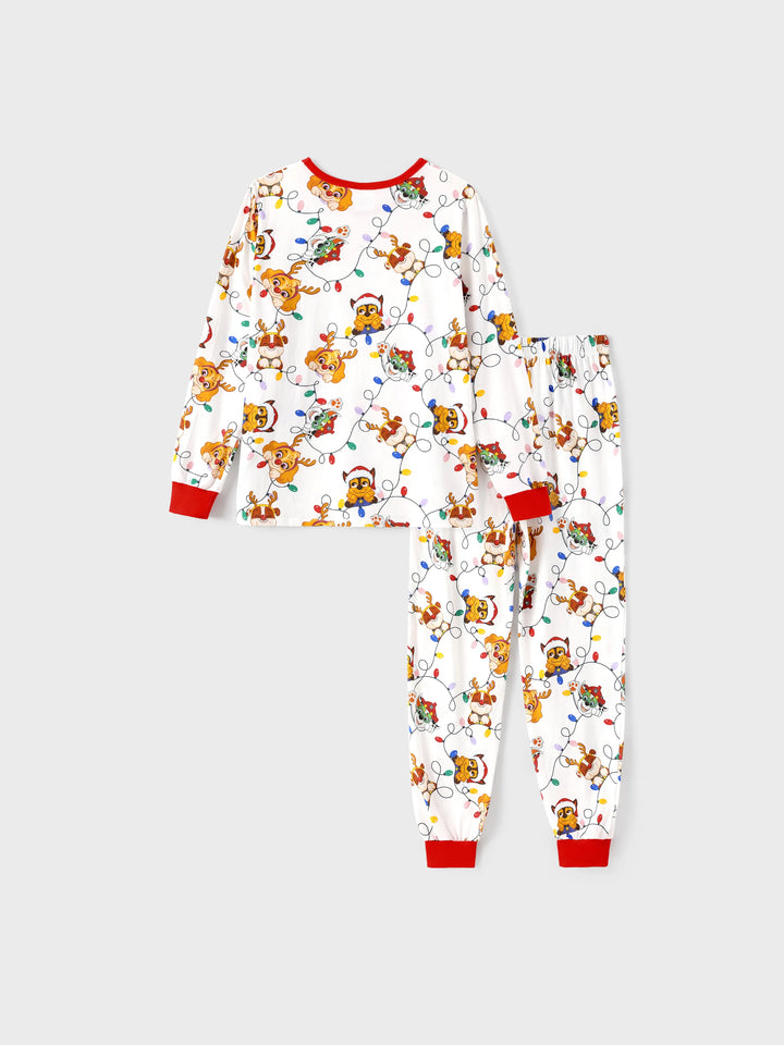 Conjunto de Pijamas Justos em Algodão Orgânico para a Família, Combinação de Natal da PAW Patrol, com Meias de Natal Brancas