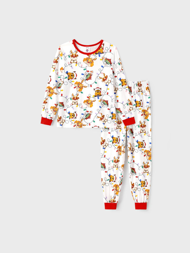 Conjunto de Pijamas Justos em Algodão Orgânico para a Família, Combinação de Natal da PAW Patrol, com Meias de Natal Brancas