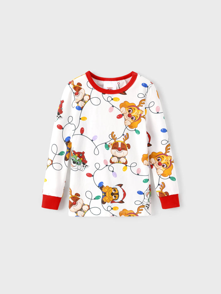 Conjunto de Pijamas Justos em Algodão Orgânico para a Família, Combinação de Natal da PAW Patrol, com Meias de Natal Brancas
