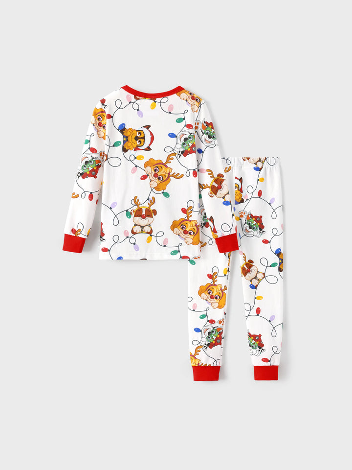 Conjunto de Pijamas Justos em Algodão Orgânico para a Família, Combinação de Natal da PAW Patrol, com Meias de Natal Brancas