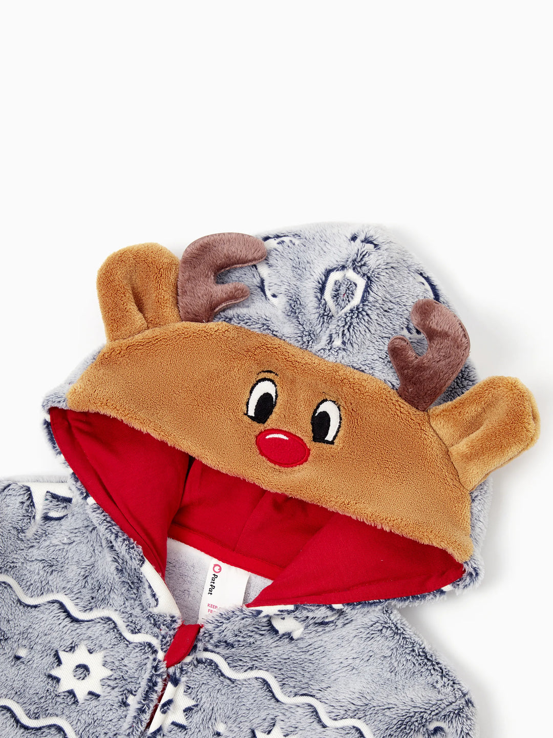 Conjunto de Pijamas em Família Combinados para o Natal com Estampado de Renas - Pijamas que Brilham no Escuro com Meias de Natal Brancas/Cinzentas