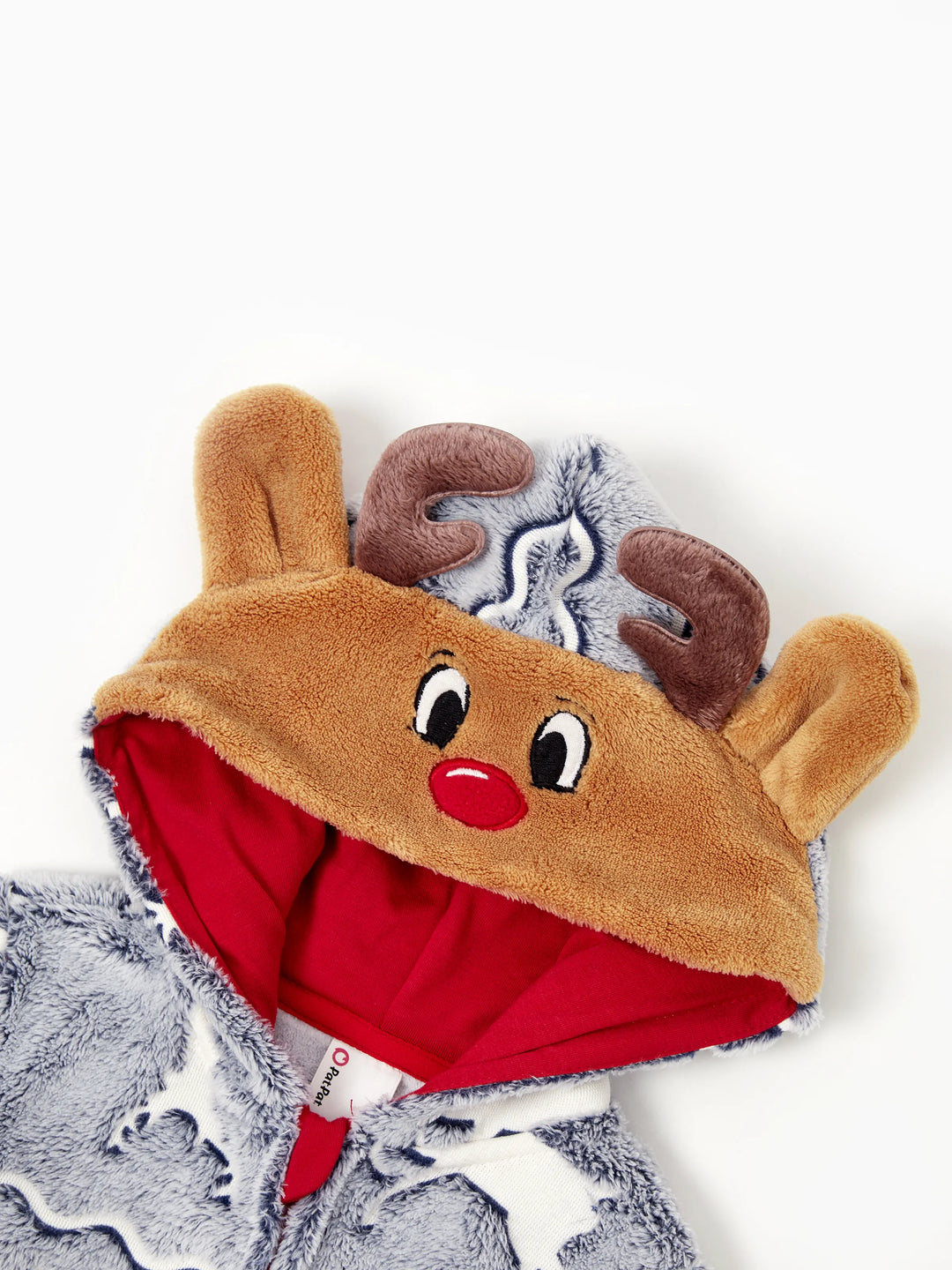 Conjunto de Pijamas em Família Combinados para o Natal com Estampado de Renas - Pijamas que Brilham no Escuro com Meias de Natal Brancas/Cinzentas