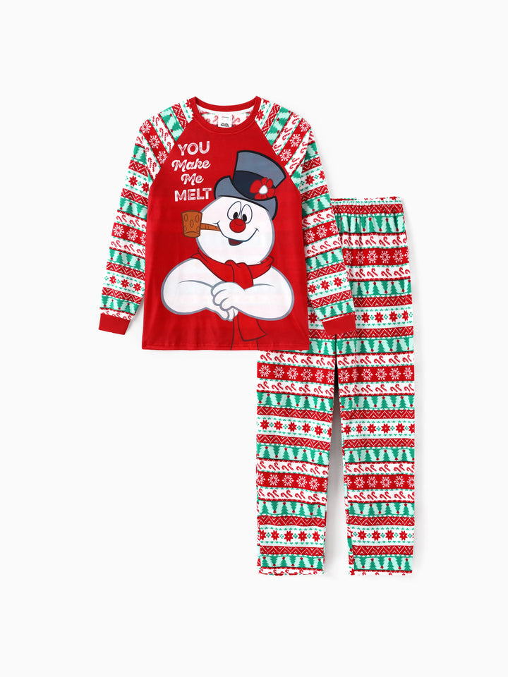 Conjunto de Pijamas Polar em Fleece com Padrão Fair Isle para a Família - Frosty, o Boneco de Neve - Natal - Vermelho