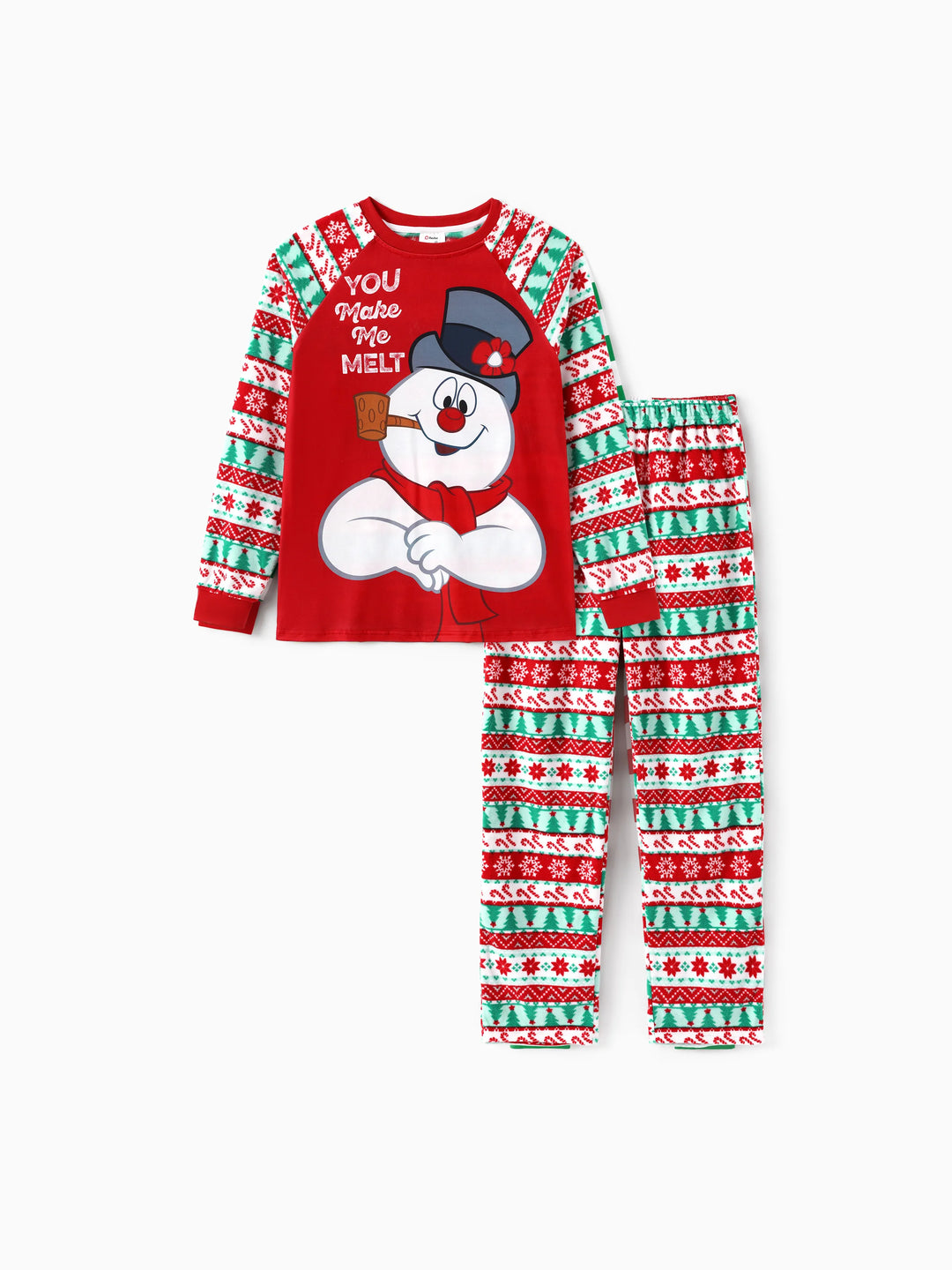 Conjunto de Pijamas Polar em Fleece com Padrão Fair Isle para a Família - Frosty, o Boneco de Neve - Natal - Vermelho