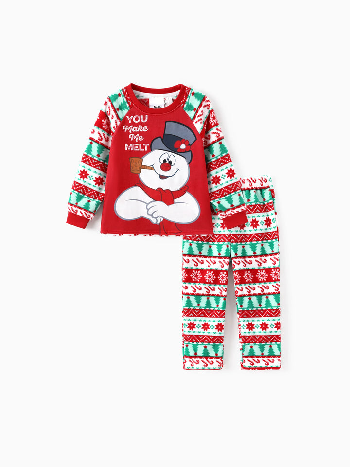 Conjunto de Pijamas Polar em Fleece com Padrão Fair Isle para a Família - Frosty, o Boneco de Neve - Natal - Vermelho