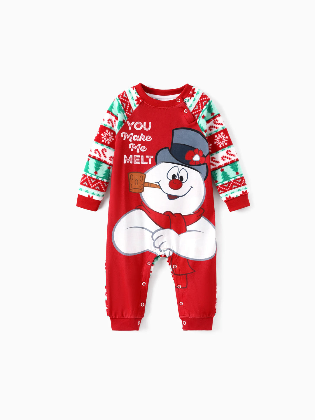 Conjunto de Pijamas Polar em Fleece com Padrão Fair Isle para a Família - Frosty, o Boneco de Neve - Natal - Vermelho