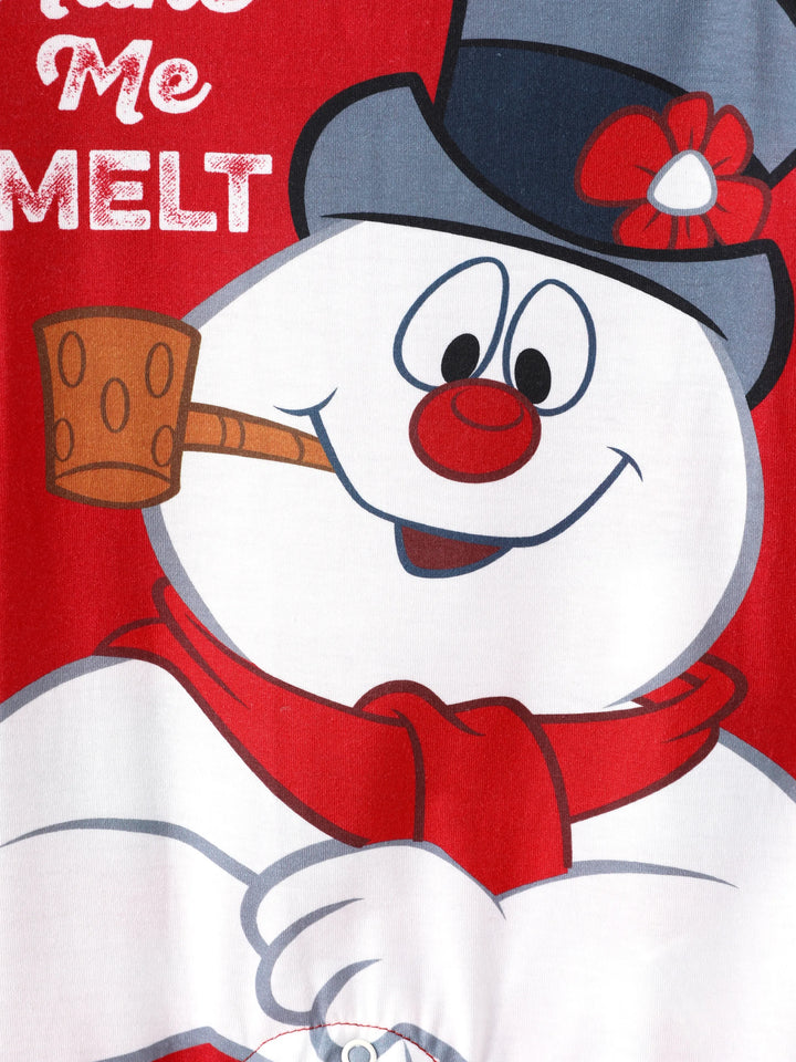 Conjunto de Pijamas Polar em Fleece com Padrão Fair Isle para a Família - Frosty, o Boneco de Neve - Natal - Vermelho