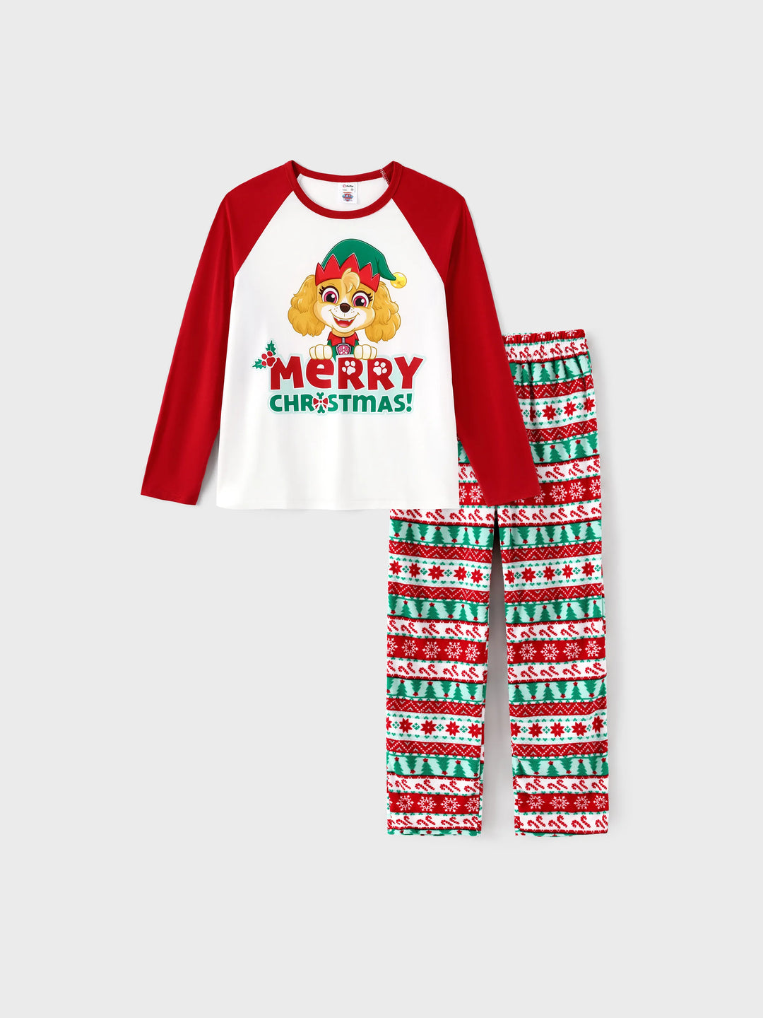 Conjunto de Pijamas de Fleece para a Família em Conjunto de Natal PAW Patrol com Meias de Natal Vermelhas