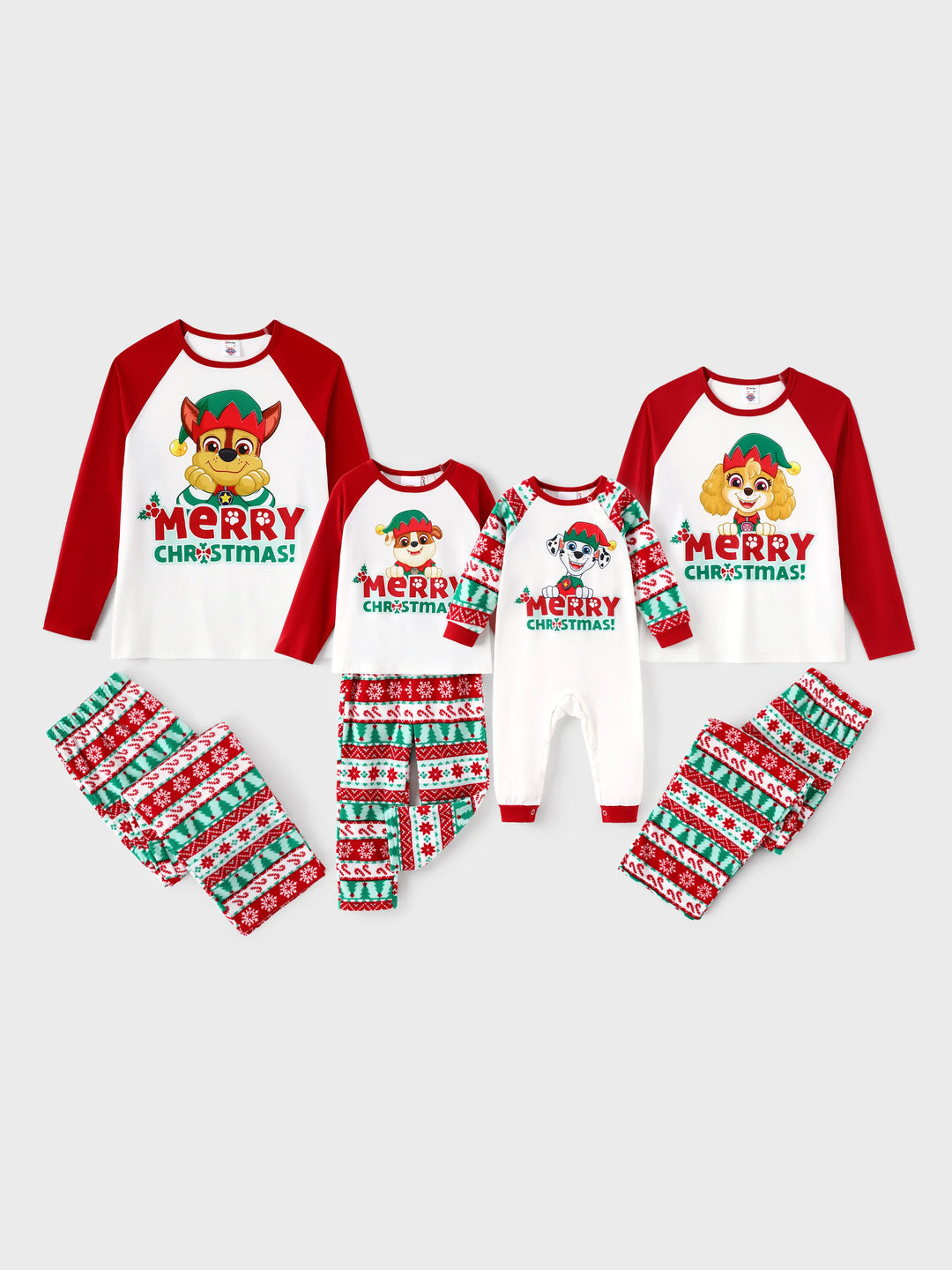 Conjunto de Pijamas de Fleece para a Família em Conjunto de Natal PAW Patrol com Meias de Natal Vermelhas