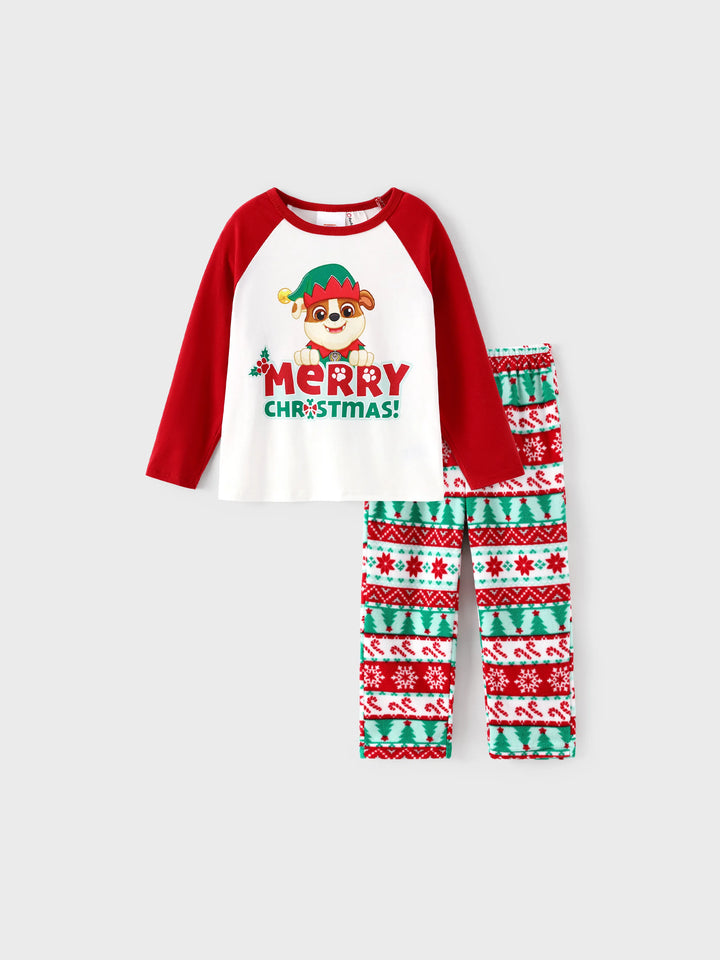 Conjunto de Pijamas de Fleece para a Família em Conjunto de Natal PAW Patrol com Meias de Natal Vermelhas