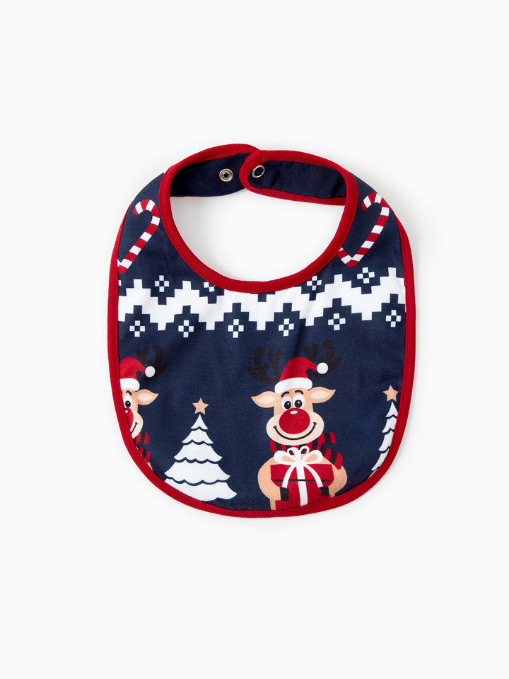 Conjunto de Pijamas para toda a Família a Condizer com Estampa de Renas e Flocos de Neve Azul Escuro