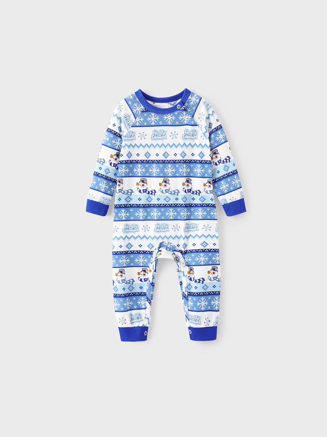 Conjunto de Pijamas de Natal em Família a Condizer com Frosty, o Boneco de Neve, com Meias de Natal Azuis