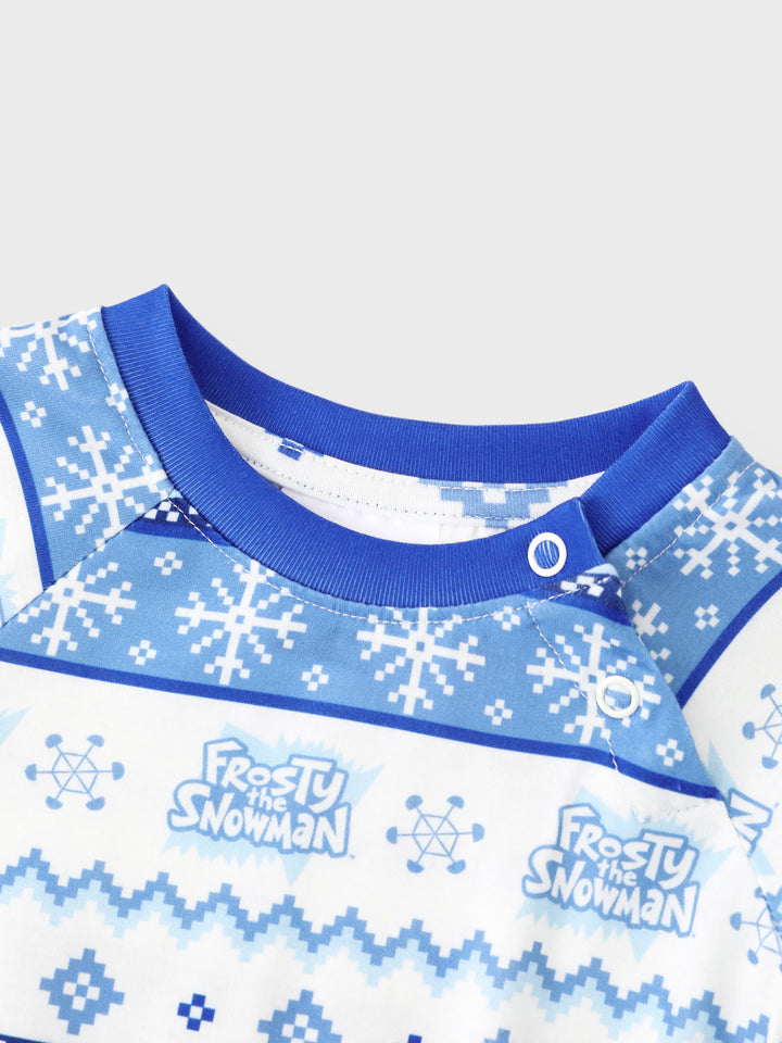 Conjunto de Pijamas de Natal em Família a Condizer com Frosty, o Boneco de Neve, com Meias de Natal Azuis