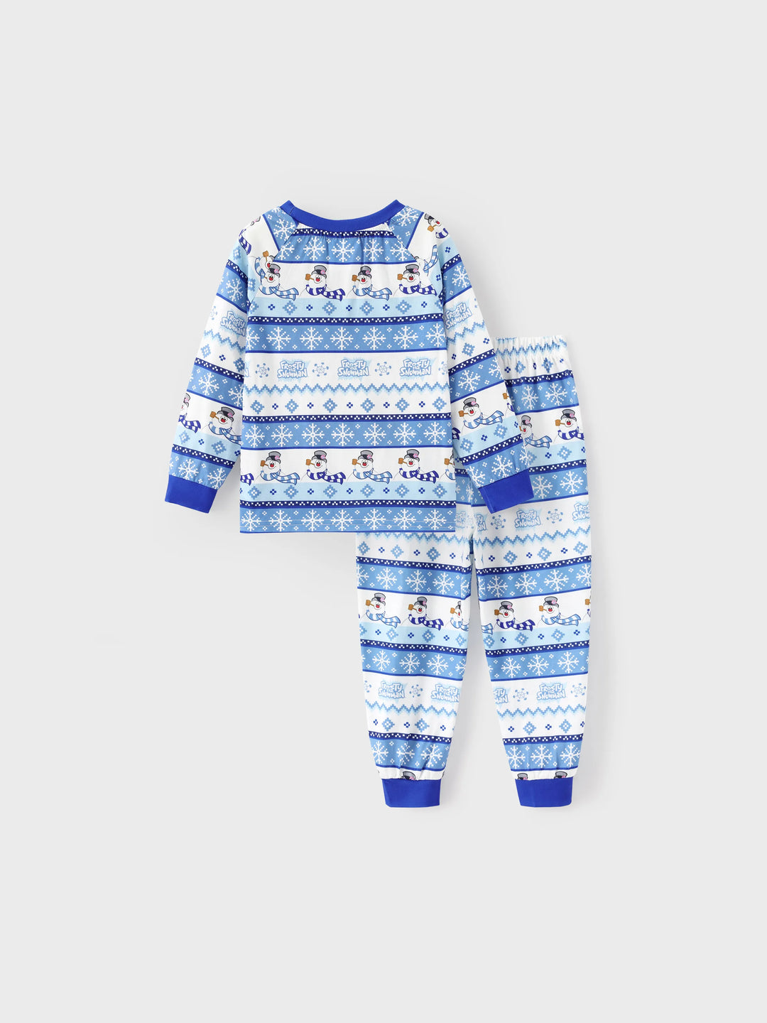 Conjunto de Pijamas de Natal em Família a Condizer com Frosty, o Boneco de Neve, com Meias de Natal Azuis