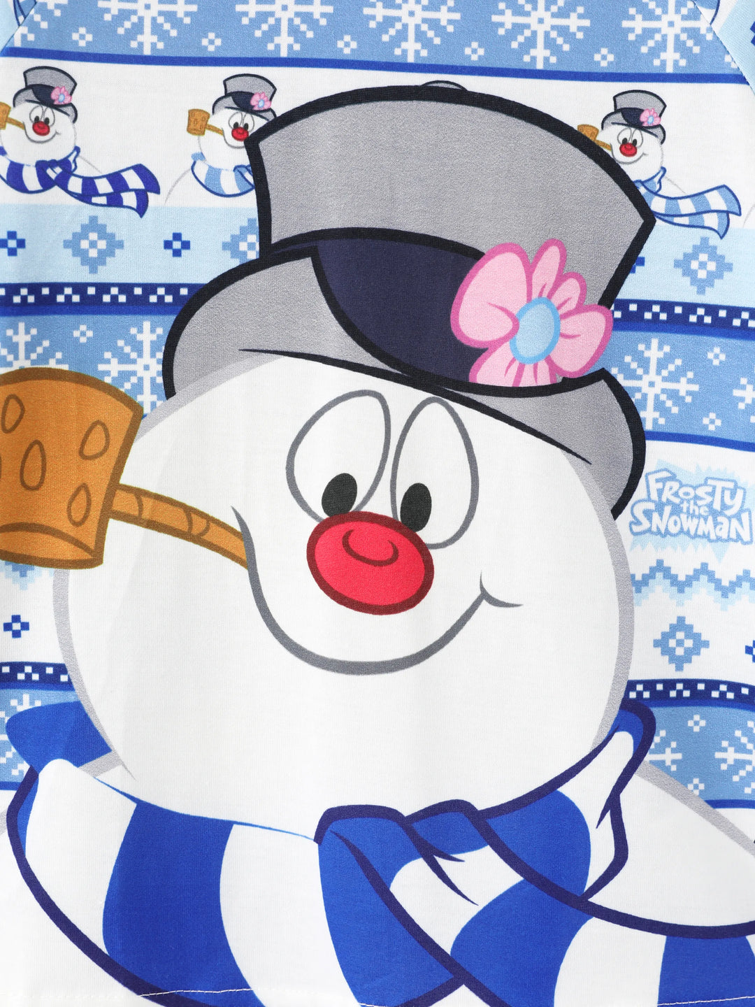 Conjunto de Pijamas de Natal em Família a Condizer com Frosty, o Boneco de Neve, com Meias de Natal Azuis