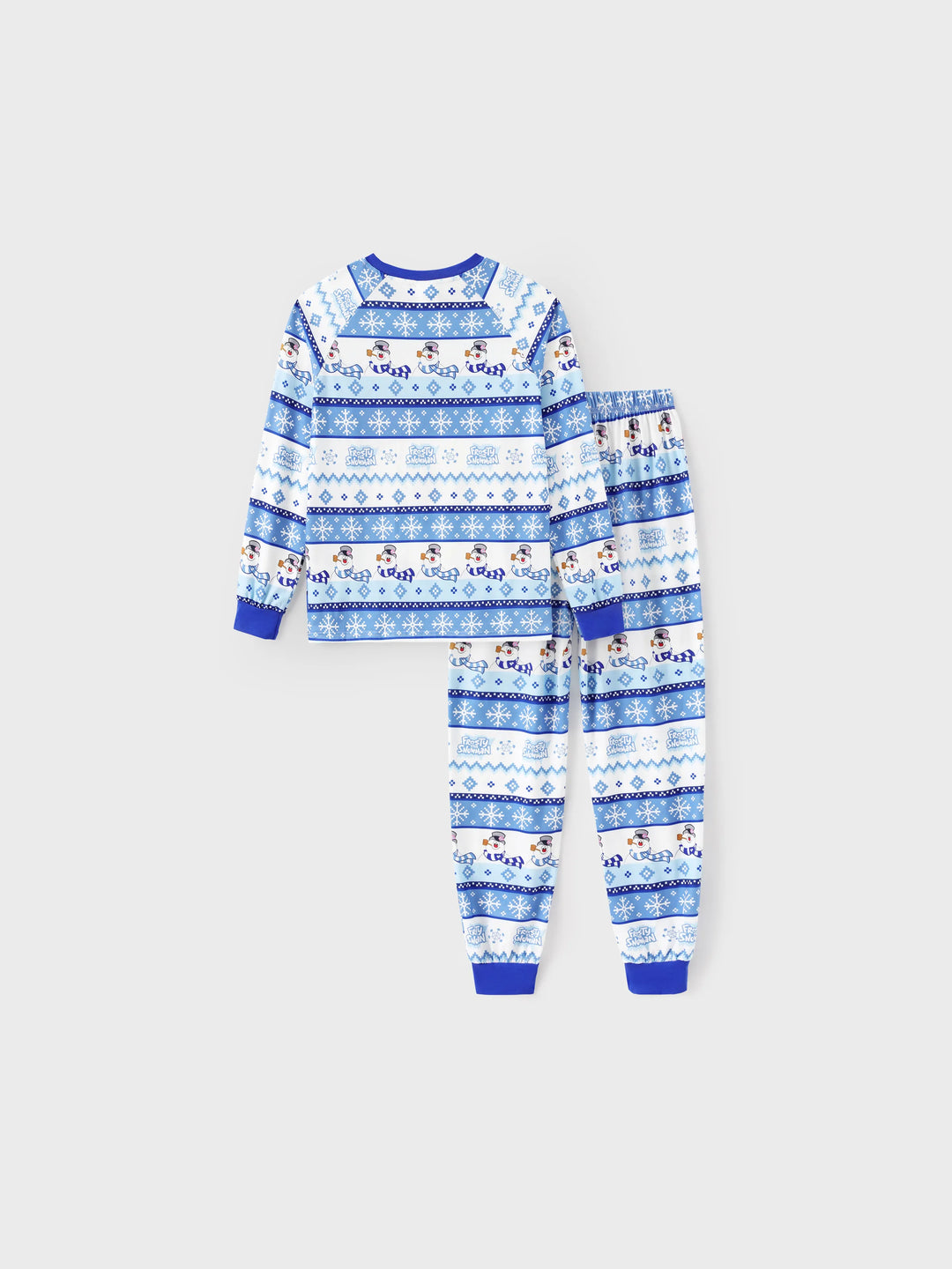 Conjunto de Pijamas de Natal em Família a Condizer com Frosty, o Boneco de Neve, com Meias de Natal Azuis