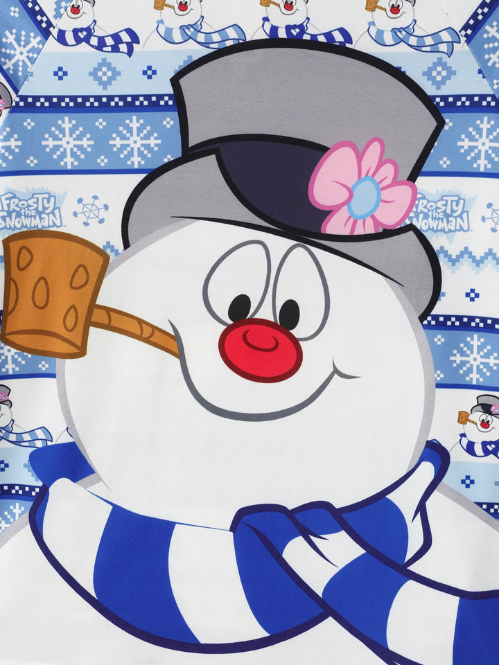 Conjunto de Pijamas de Natal em Família a Condizer com Frosty, o Boneco de Neve, com Meias de Natal Azuis