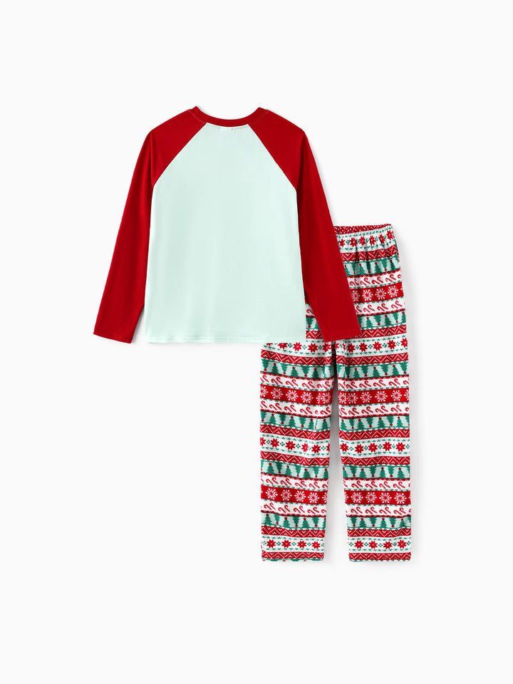 Conjunto de Pijamas de Fleece com Flocos de Neve para Família Combinar ELF com Meias de Natal Vermelhas