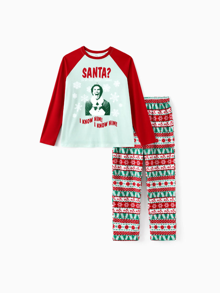 Conjunto de Pijamas de Fleece com Flocos de Neve para Família Combinar ELF com Meias de Natal Vermelhas
