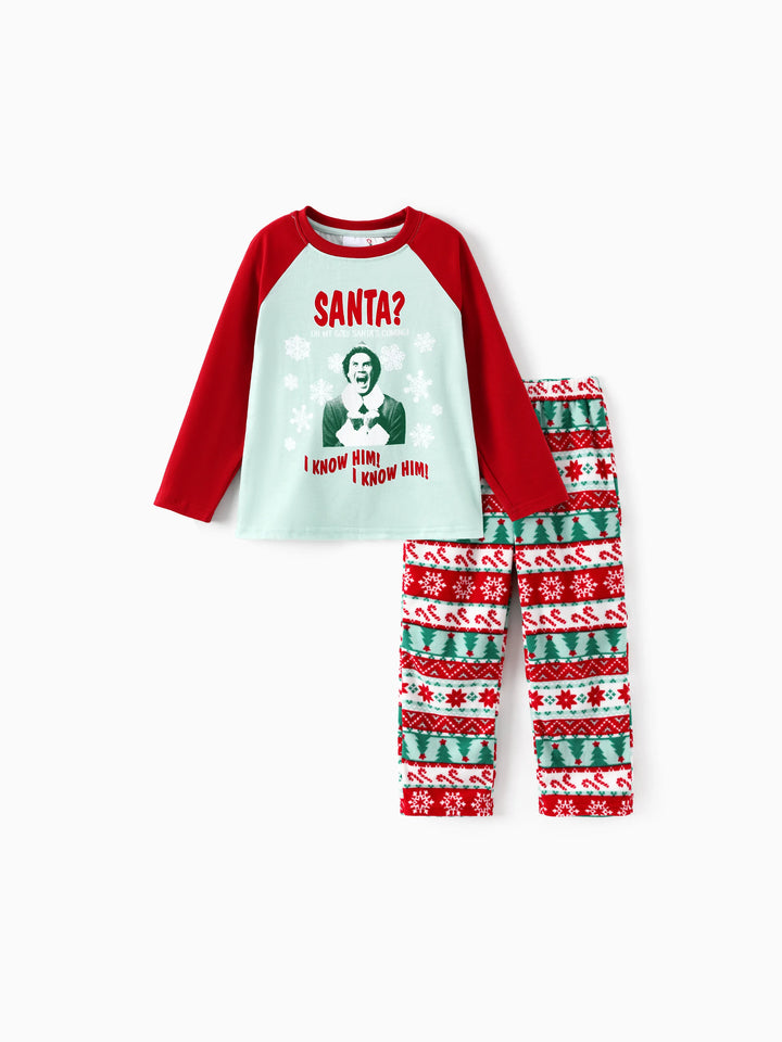 Conjunto de Pijamas de Fleece com Flocos de Neve para Família Combinar ELF com Meias de Natal Vermelhas