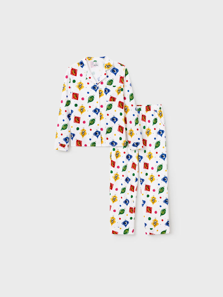 Conjunto de Pijamas de Natal para a Família com Camisetas de Harry Potter e Meias de Natal Brancas