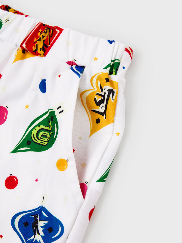 Conjunto de Pijamas de Natal para a Família com Camisetas de Harry Potter e Meias de Natal Brancas