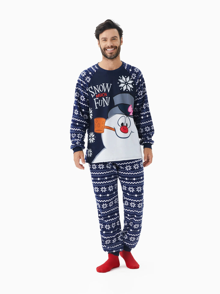 Conjunto de Pijamas de Natal em Fleece “Frosty The Snowman” com Estampa de Flocos de Neve e Meias de Natal