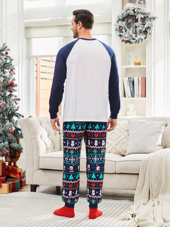 Conjunto de Pijamas Correspondentes da Família Peppa Pig com Impressão de Natal e Meias de Natal em Cor Block