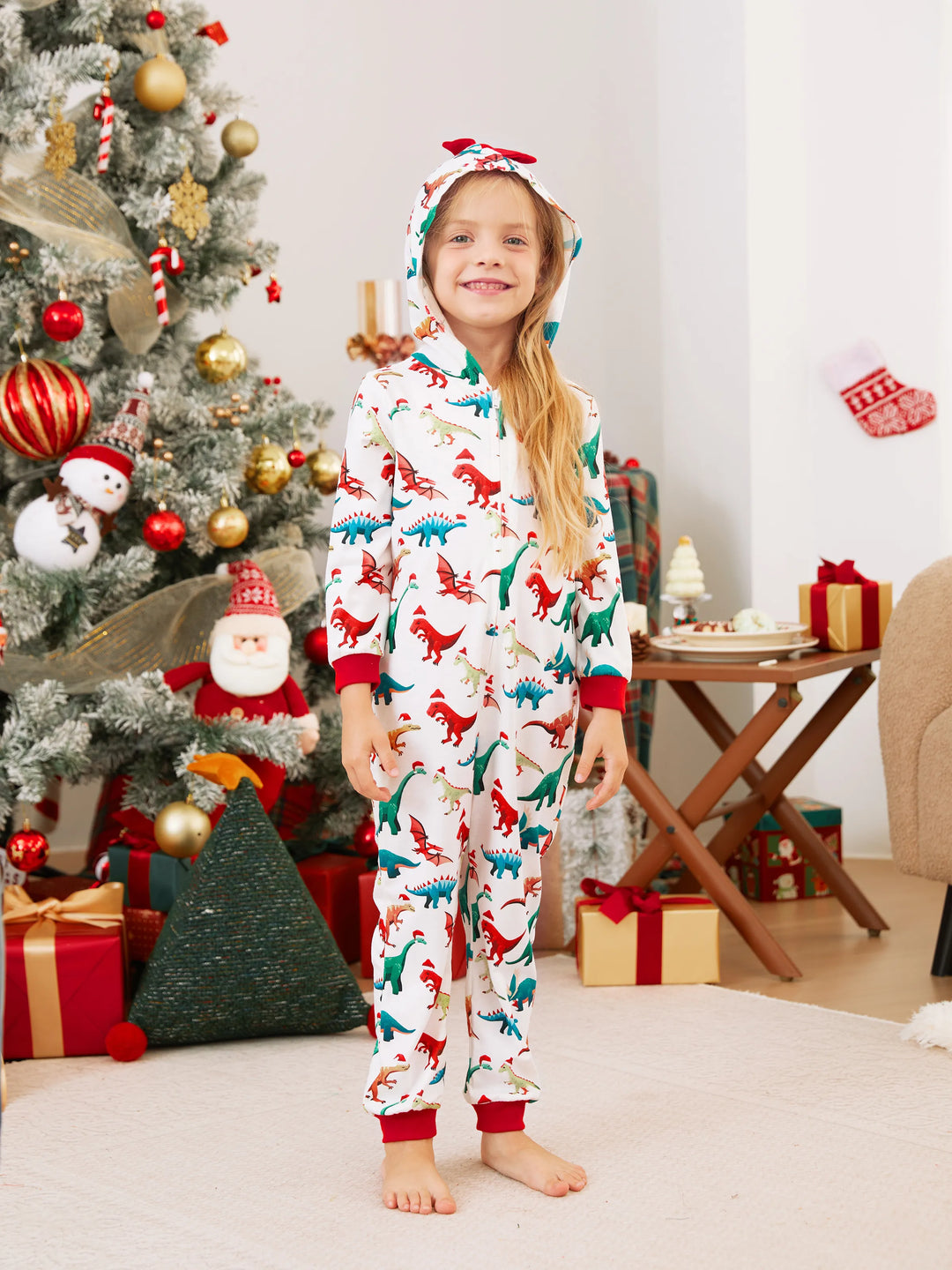 Pijamas de Natal em Família com Design 3D - PJs tipo Onesie com Meias de Natal Multicoloridas
