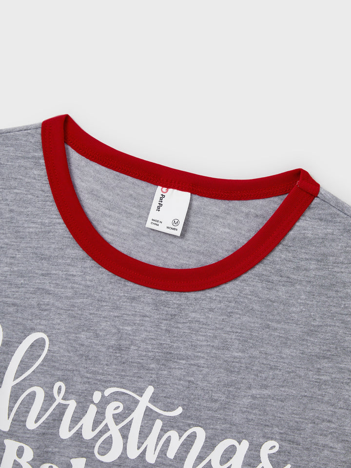 Conjunto de Pijamas em Família para o Natal com Estampa de Pai Natal que Brilha no Escuro, Inclui Meias de Natal em Cores Contrastantes.