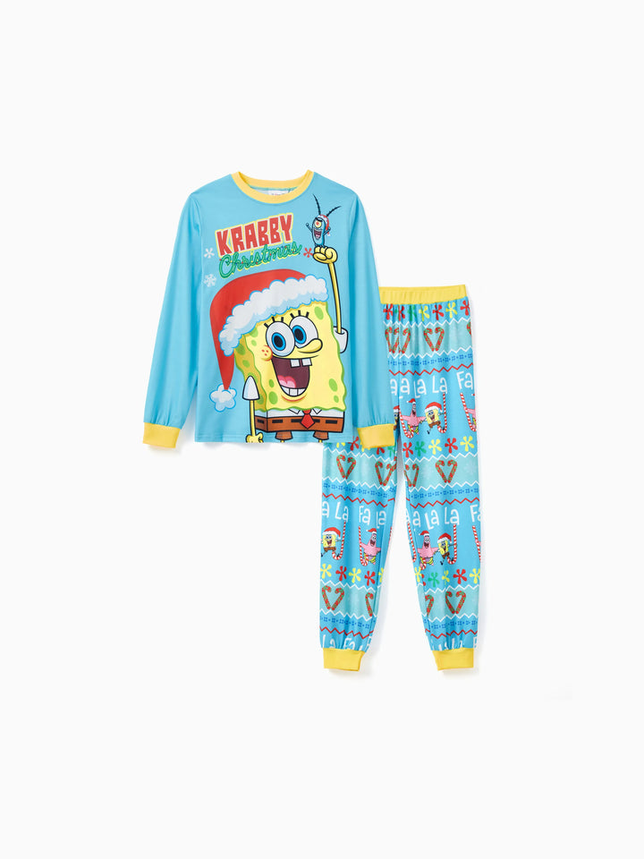 Conjuntos de Pijamas para a Família SpongeBob SquarePants com Meias de Natal