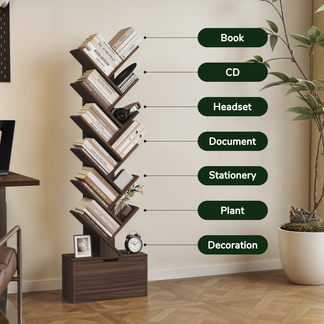 Estante Vertical em Forma de Árvore Razu com Armário de Armazenamento