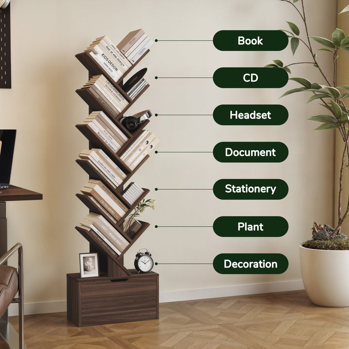 Estante Vertical em Forma de Árvore Razu com Armário de Armazenamento